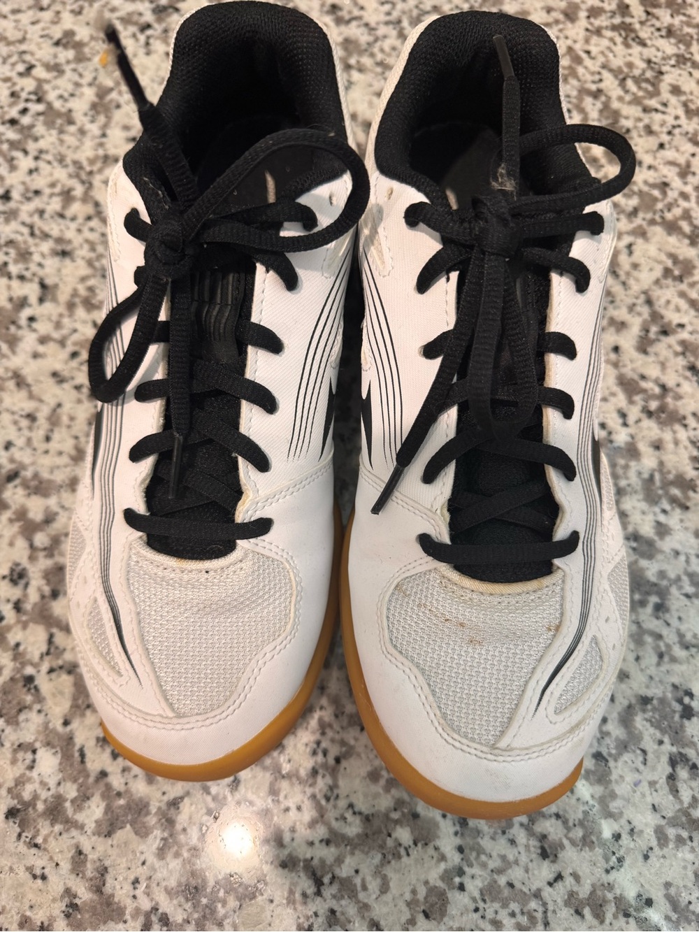 Women's White and Black Lace-Up Sneakers with Gum Sole